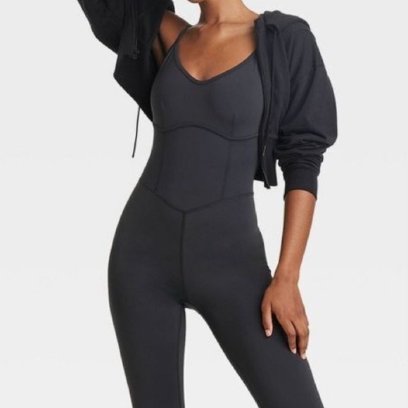 Joylab Small Yoga Corset Black Sleeveless Jumpsuit Bodysuit Onesie Romper - Picture 7 of 8